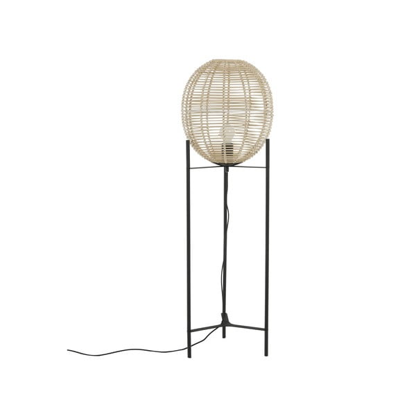 Lampadar cu abajur din ratan Westwing Collection Wasa, înălțime 110 cm, negru