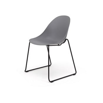 Set 2 scaune dining cu picioare negre le bonom viva, gri