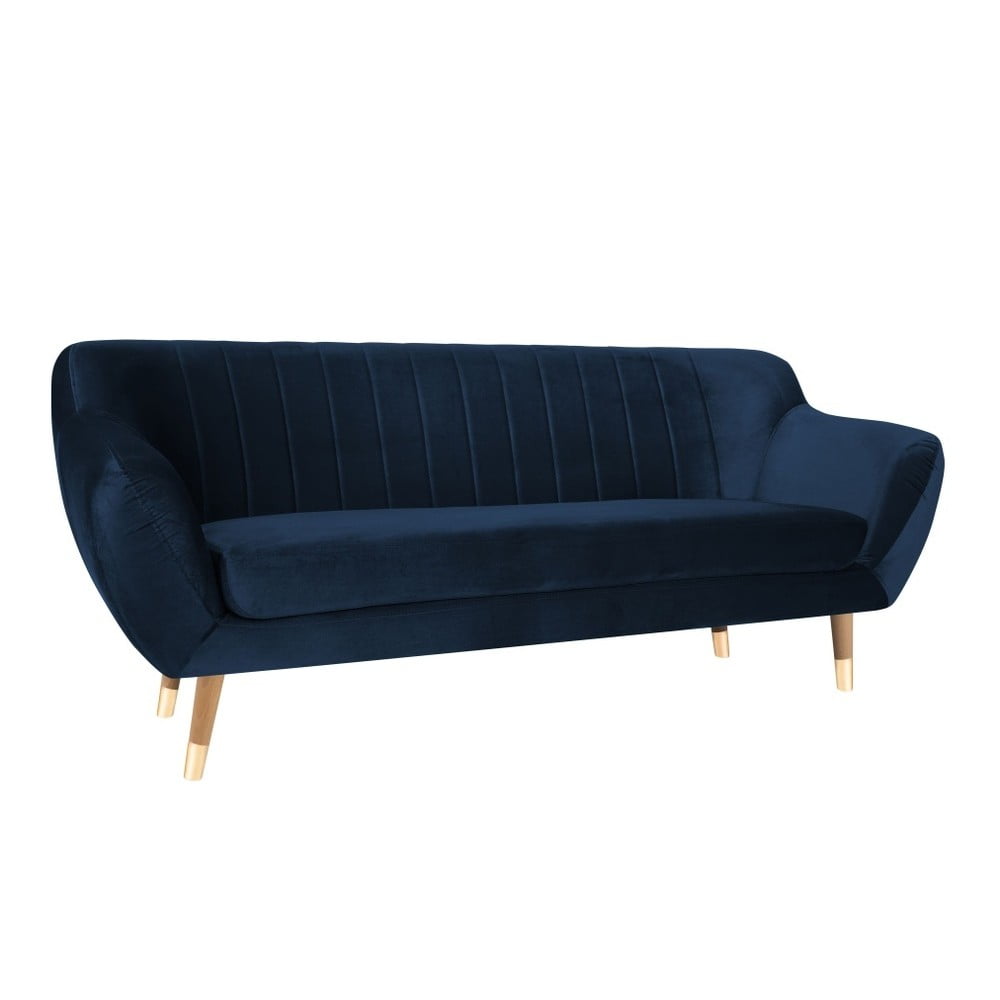 Canapea cu tapițerie din catifea Mazzini Sofas Benito, albastru închis, 188 cm 188 imagine noua somnexpo.ro