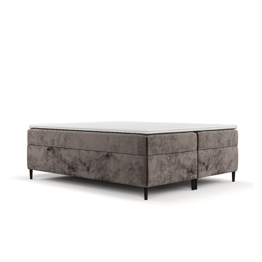 Pat boxspring maro cu spațiu de depozitare 160x200 cm Araya – Maison de Rêve