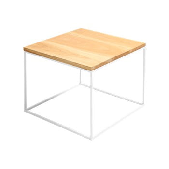 Măsuță auxiliară cu construcție albă custom form tensio, 50 x 50 cm