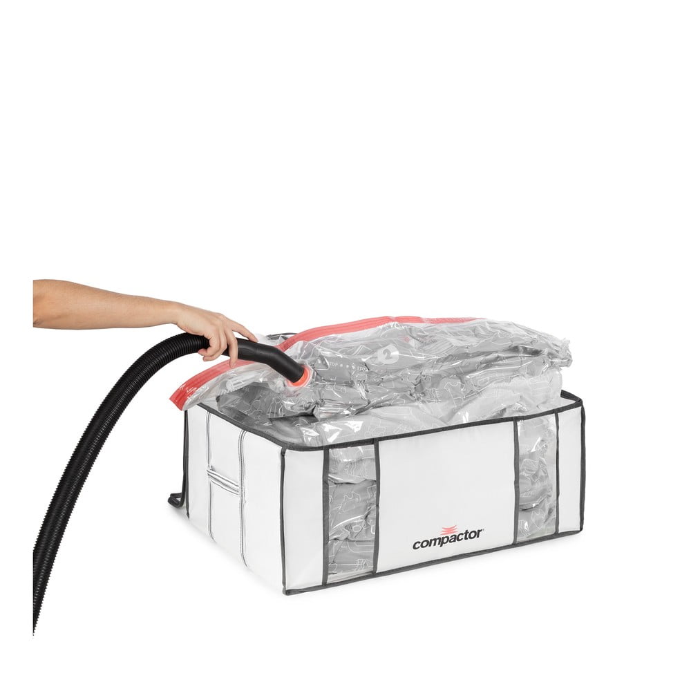 Cutie de depozitare pentru haine din material textil cu vacuum/cu pereți întăriți 65x50x26,5 cm Life – Compactor