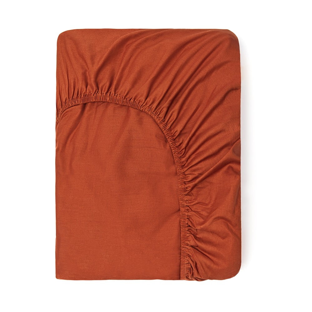 Cearșaf elastic din bumbac Good Morning, 140 x 200 cm, portocaliu închis bonami.ro imagine noua