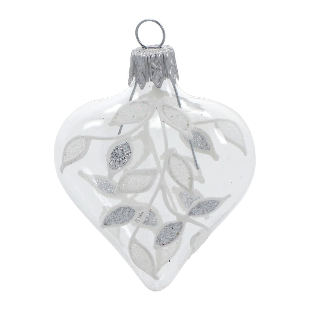 Set 4 globuri de Crăciun din sticlă Ego Dekor Heart, alb-argintiu bonami.ro imagine 2022