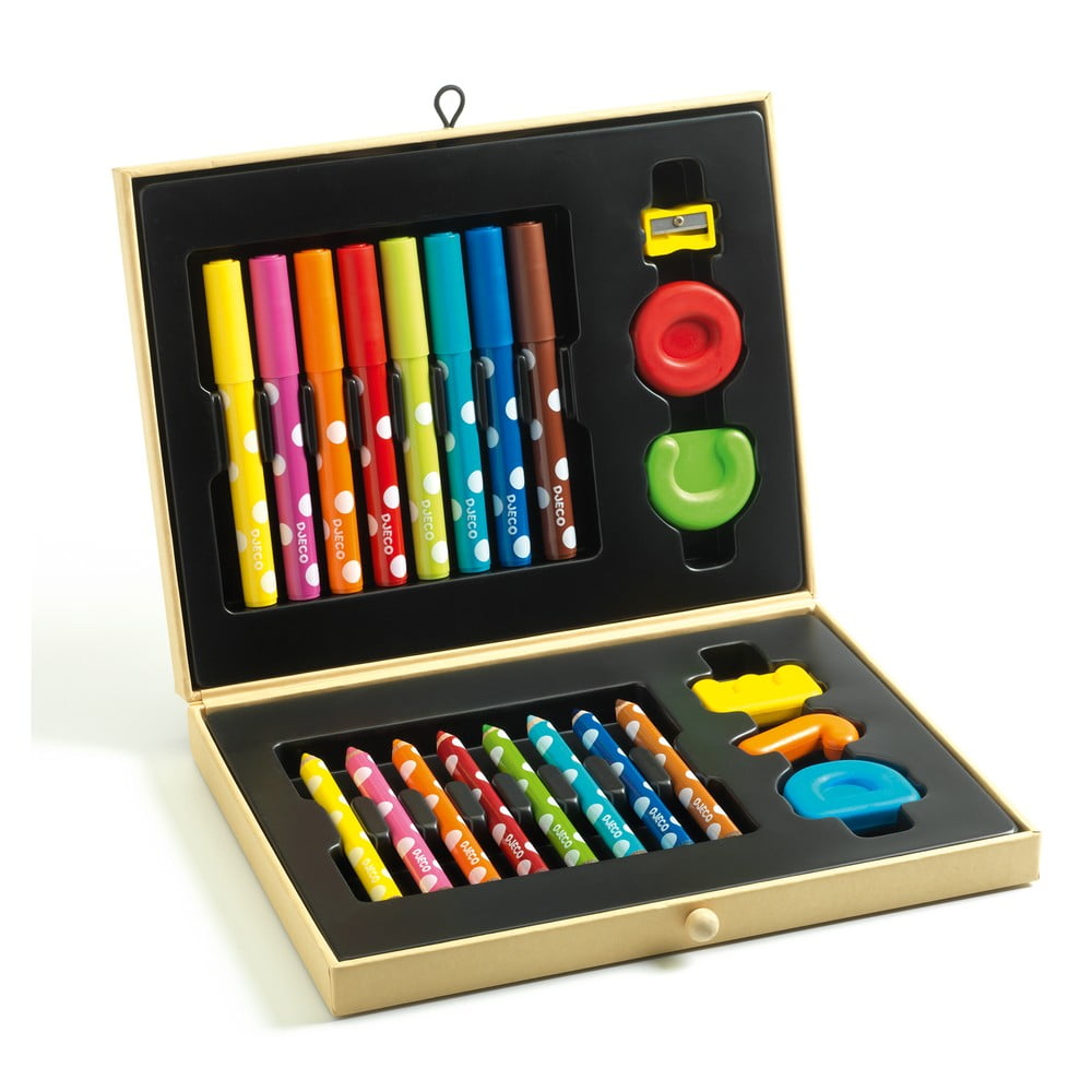 Servietă artistică cu creioane colorate și carioci Djeco bonami.ro imagine 2022
