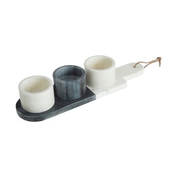 Set 3 boluri de servire din marmură premier housewares marble, alb - gri