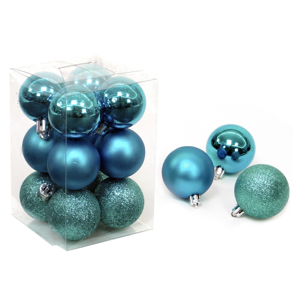 Set 12 decorațiuni de crăciun unimasa navidad, ø 4 cm, turcoaz