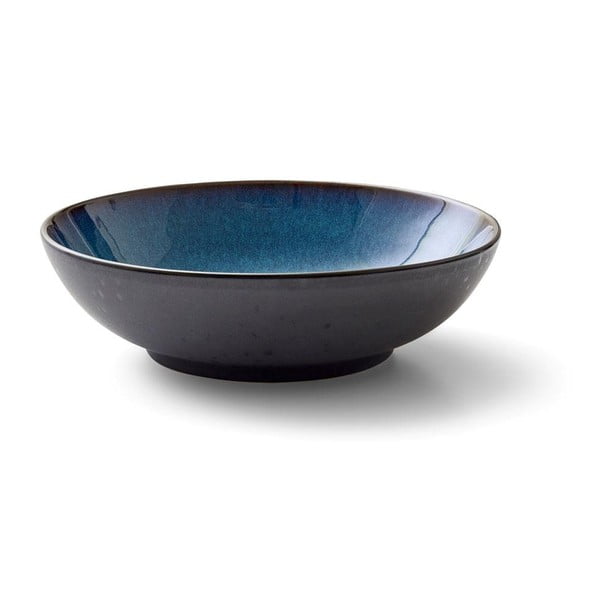 Bol din gresie ceramică pentru salată Bitz, ø 24 cm, negru - albastru