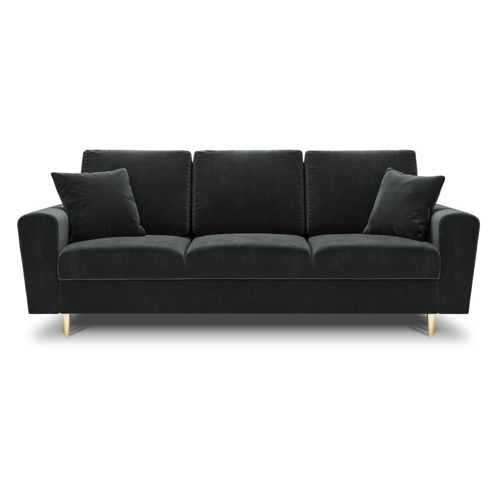 Canapea gri închis extensibilă, cu spațiu de depozitare cu tapițerie din catifea 235 cm Kyoto – Cosmopolitan Design