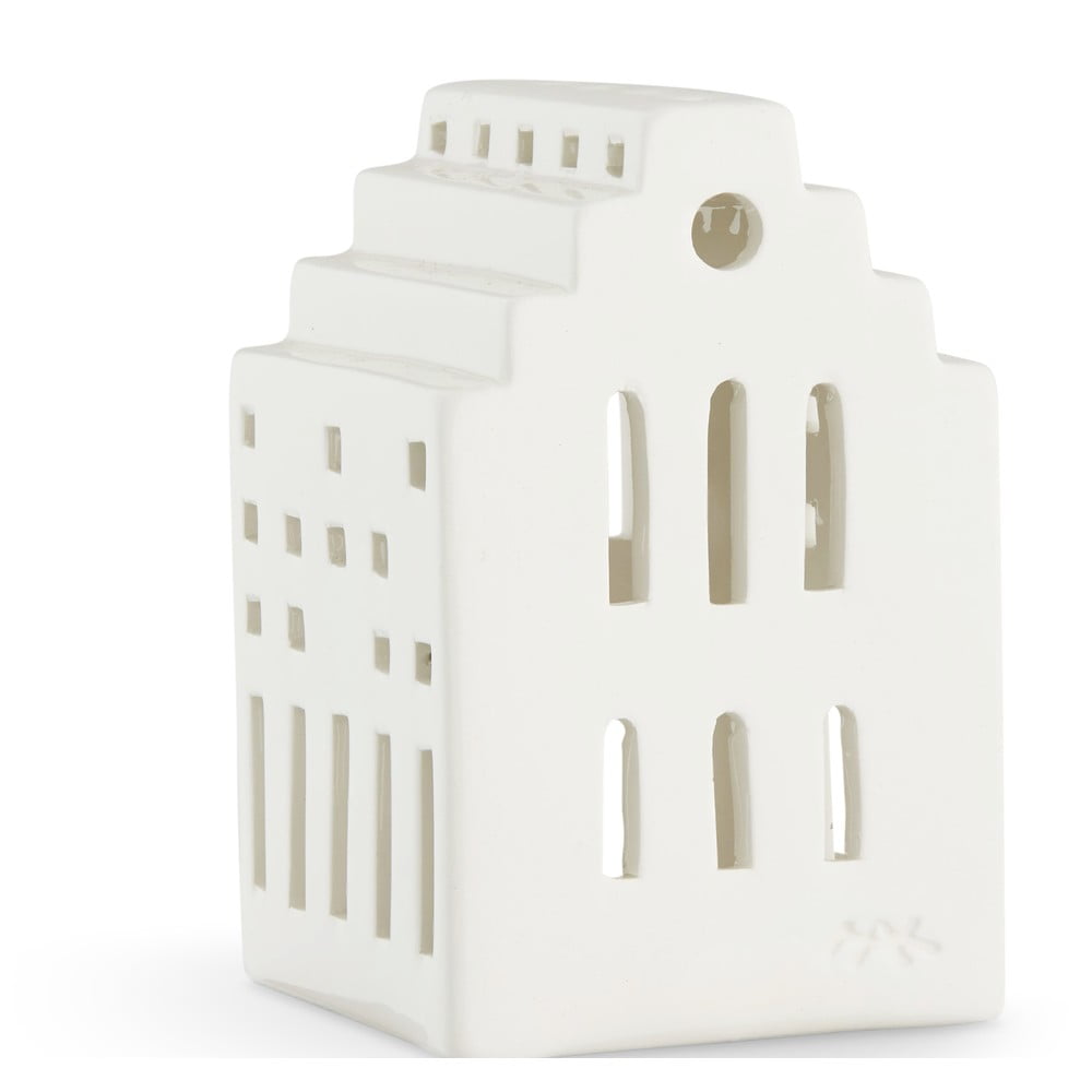 Felinar din ceramică Kähler Design Long Church, înălțime 10 cm, alb