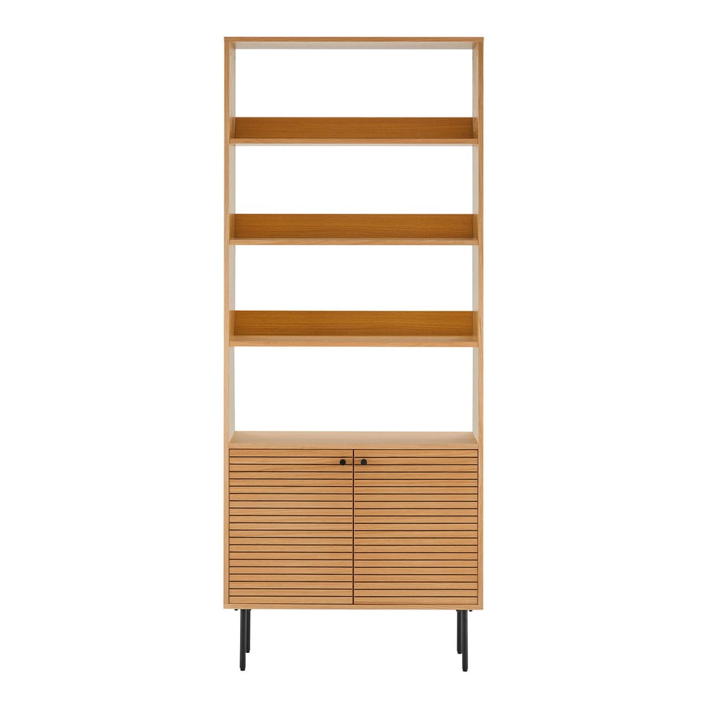 Bibliotecă în culoare naturală cu aspect de lemn de stejar 80x200 cm Kyoto – House Nordic