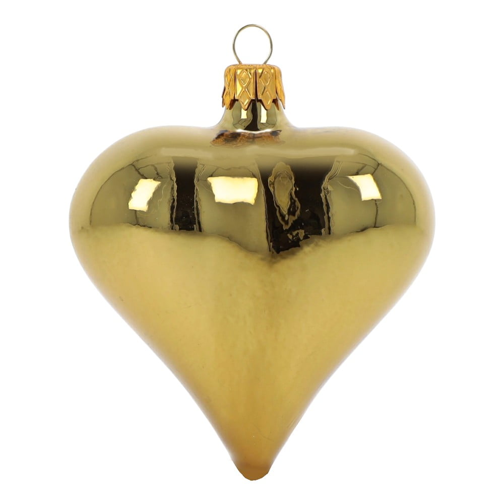 Set 3 globulețe aurii din sticlă pentru Crăciun în formă de inimă Ego Dekor aurii pret redus