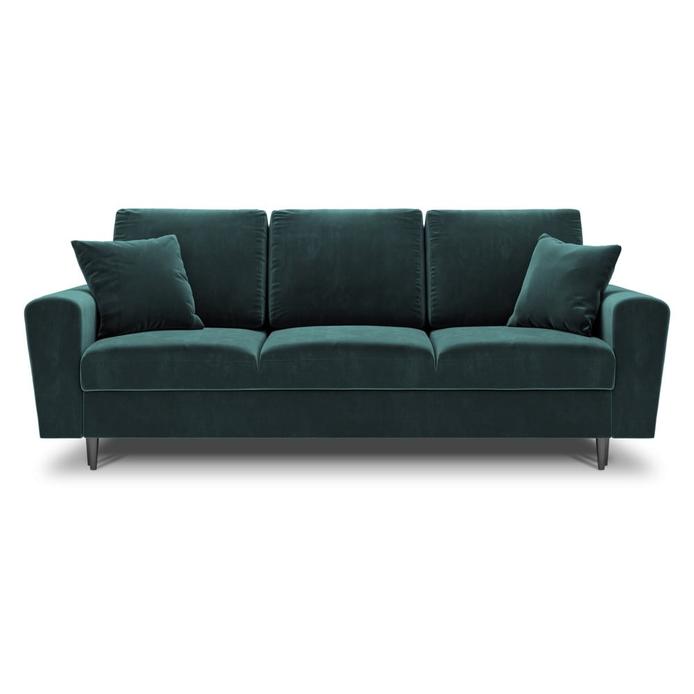 Canapea petrol extensibilă, cu spațiu de depozitare cu tapițerie din catifea 235 cm Kyoto – Cosmopolitan Design