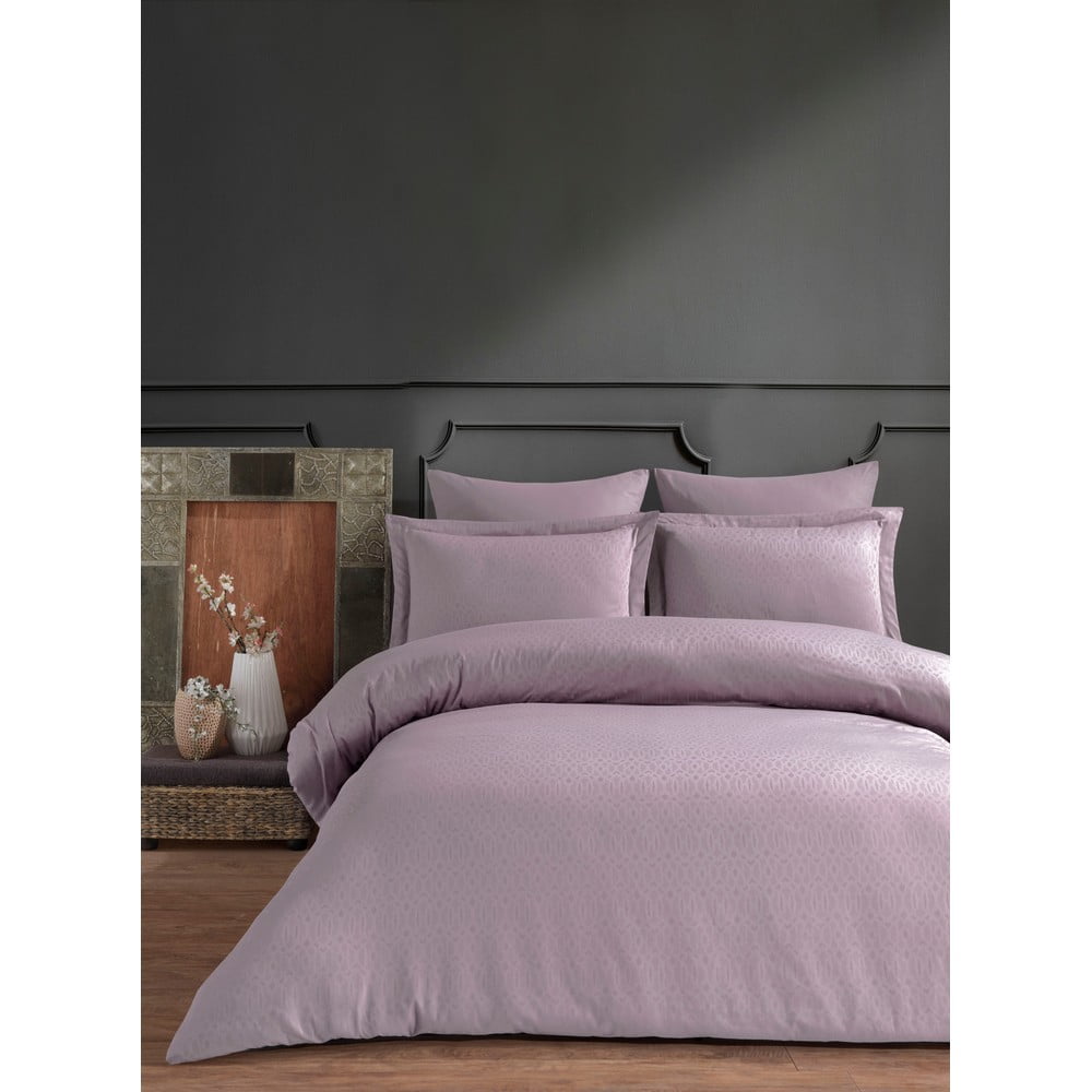 Lenjerie de pat din bumbac satinat pentru pat dublu cu cearșaf Primacasa by Türkiz Catena, 200 x 220 cm, roz bonami.ro