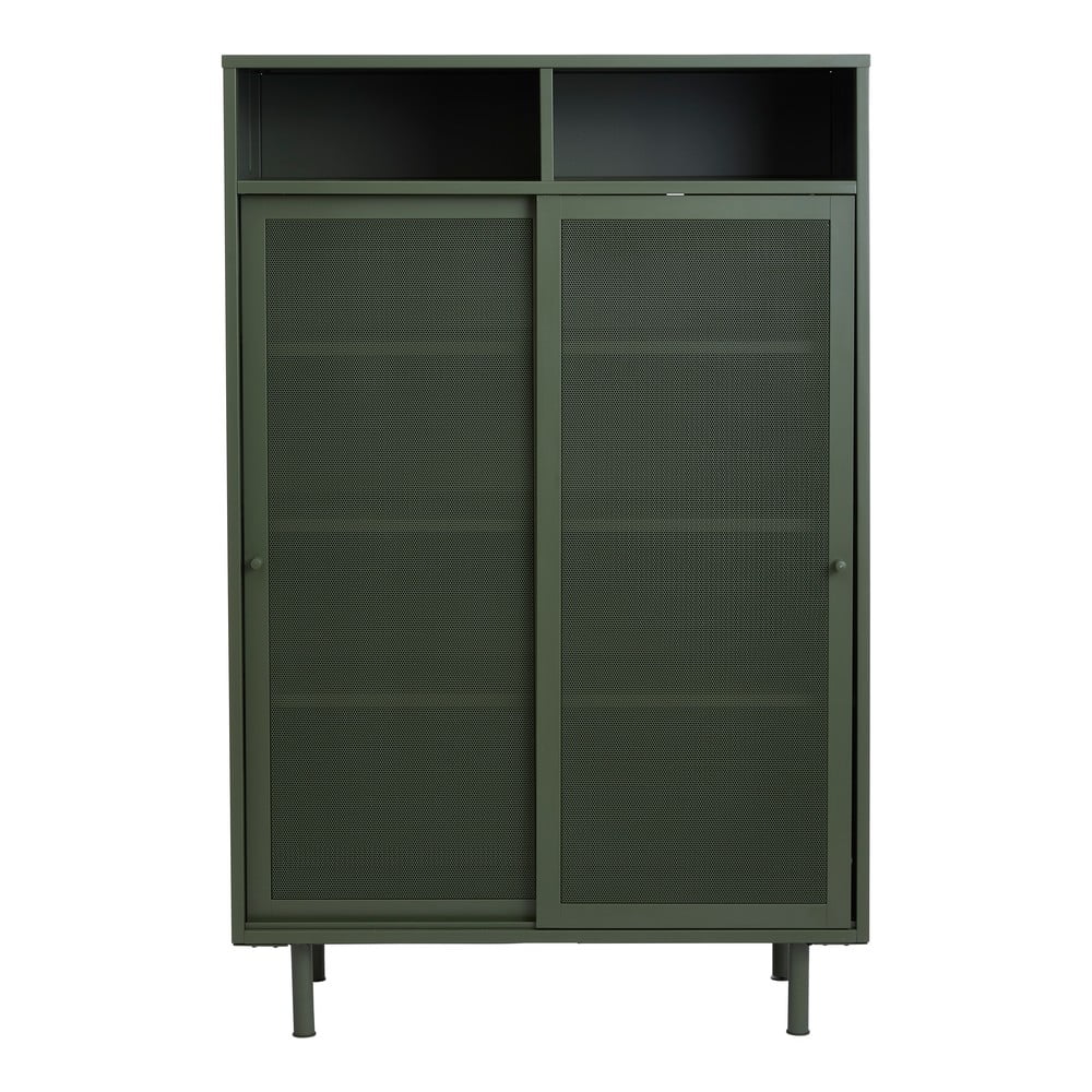 Dulap verde închis din metal cu ușă glisantă 90x140x40 cm Veep – Unique Furniture