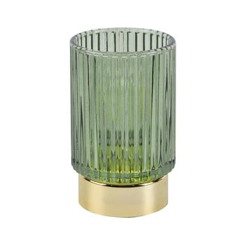 Decorațiune luminoasă din sticlă cu led pt living ribbed, verde