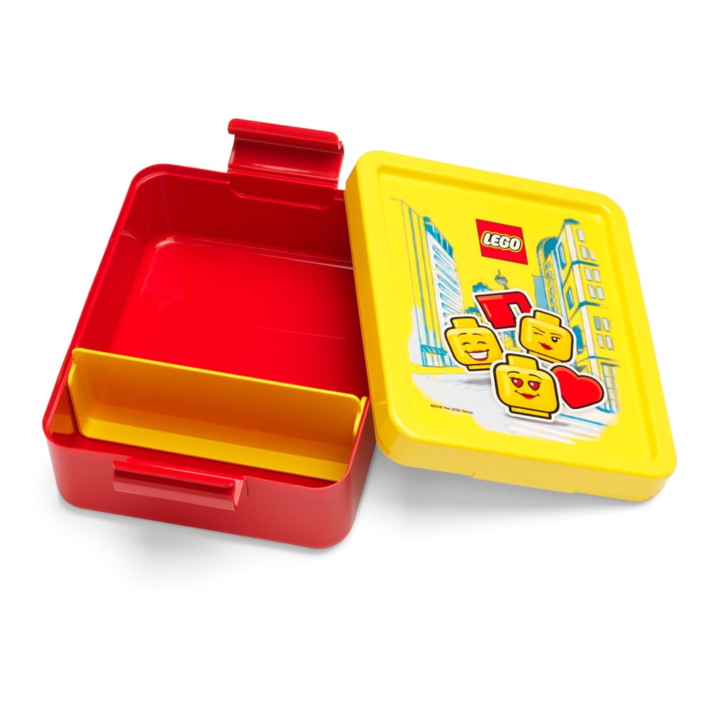Cutie pentru gustare cu capac galben LEGO® Iconic, roşu