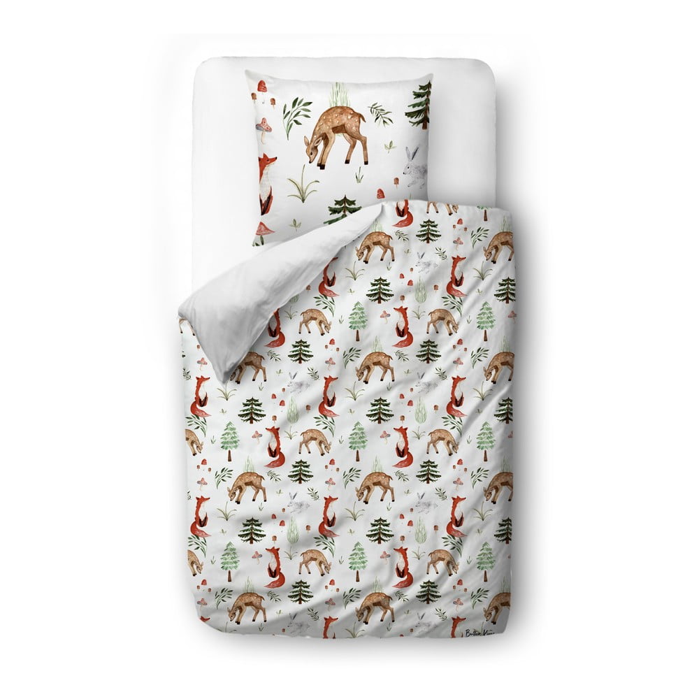 Lenjerie de pat pentru copii din bumbac satinat 135×200 cm Cute Forest – Butter Kings 135x200 imagine noua
