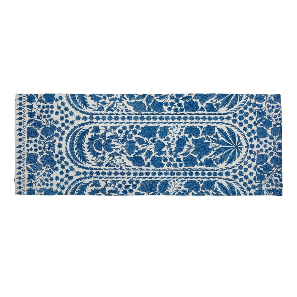 Covor tip traversă din amestec de bumbac Velvet Atelier Blue Flowers, 55 x 135 cm 135 pret redus