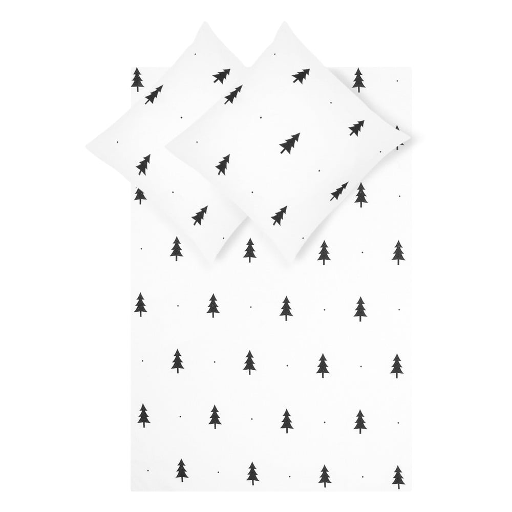 Lenjerie de pat din flanelă fovere x-mas tree, 200 x 200 cm, alb