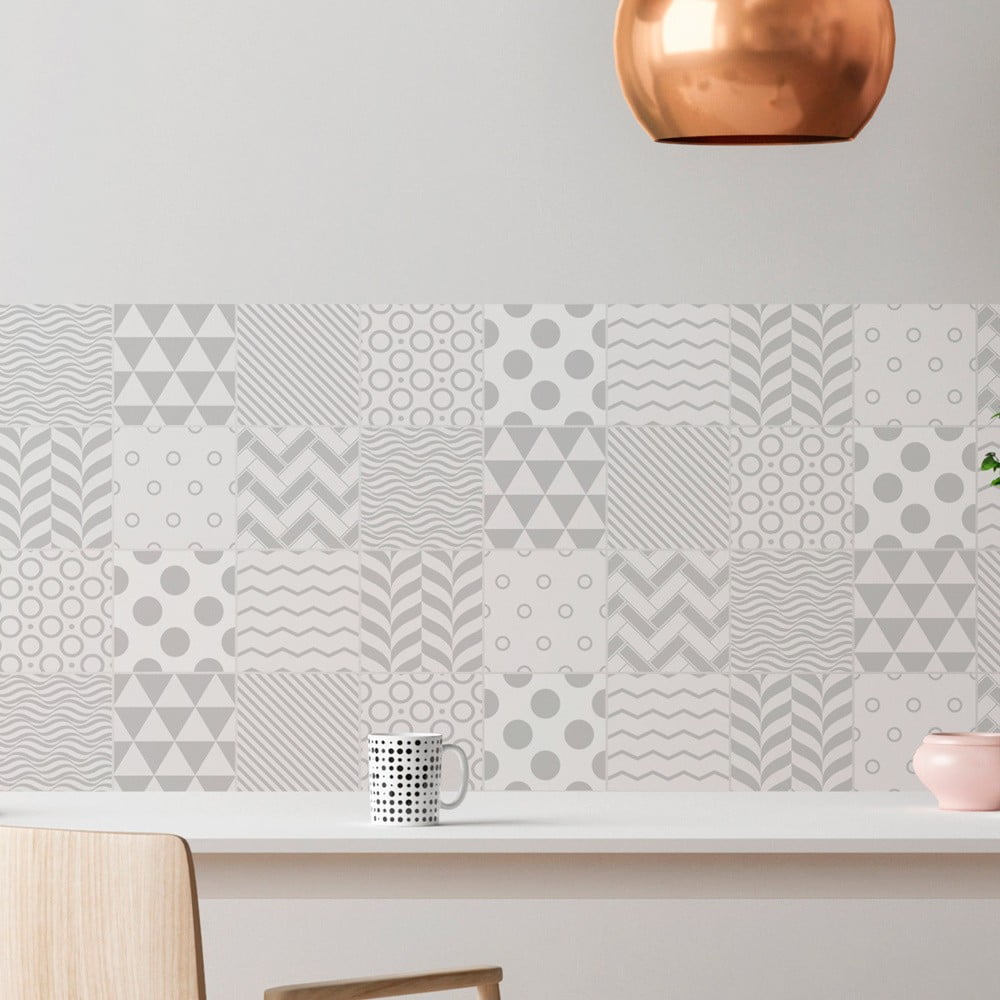 Set 9 autocolante de perete Ambiance Cement Tiles Scandinavian Finnish, 10 x 10 cm Ambiance imagine 2022