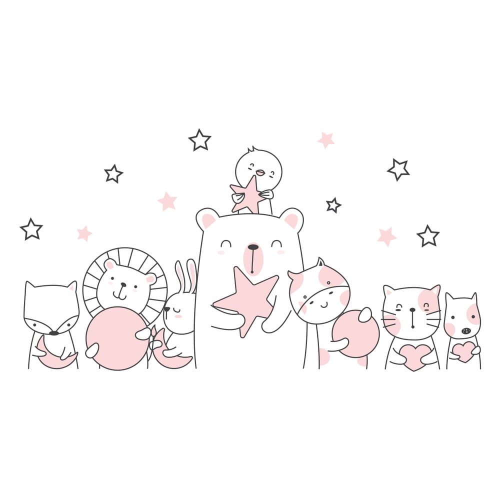 Autocolant de perete pentru copii ambiance star guardian animals, 90 x 60 cm