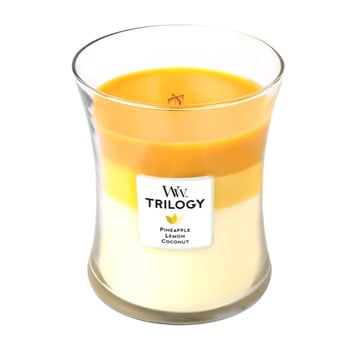 Lumânare cu parfum de lămâie, nucă de cocos și ananas woodwick, 55 ore