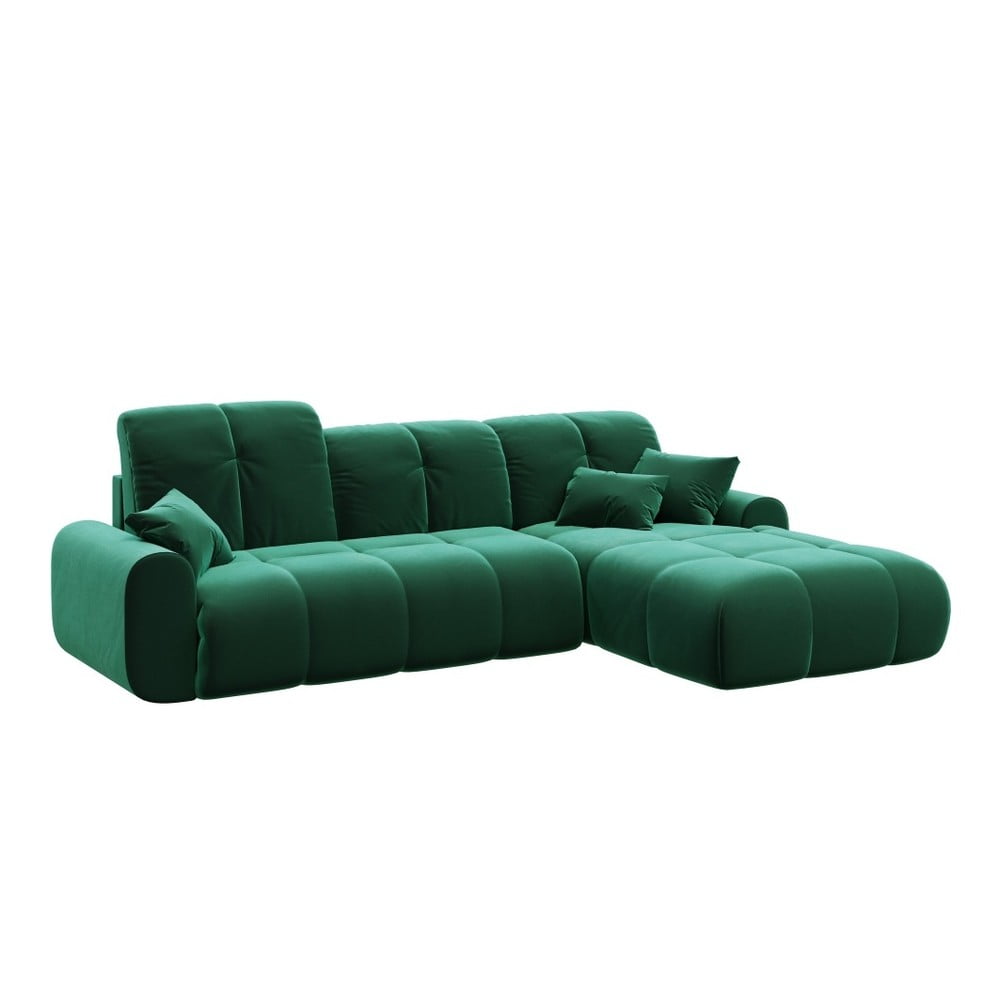 Canapea extensibilă din catifea cu șezlong pe partea dreaptă devichy Tous, verde închis bonami.ro imagine noua