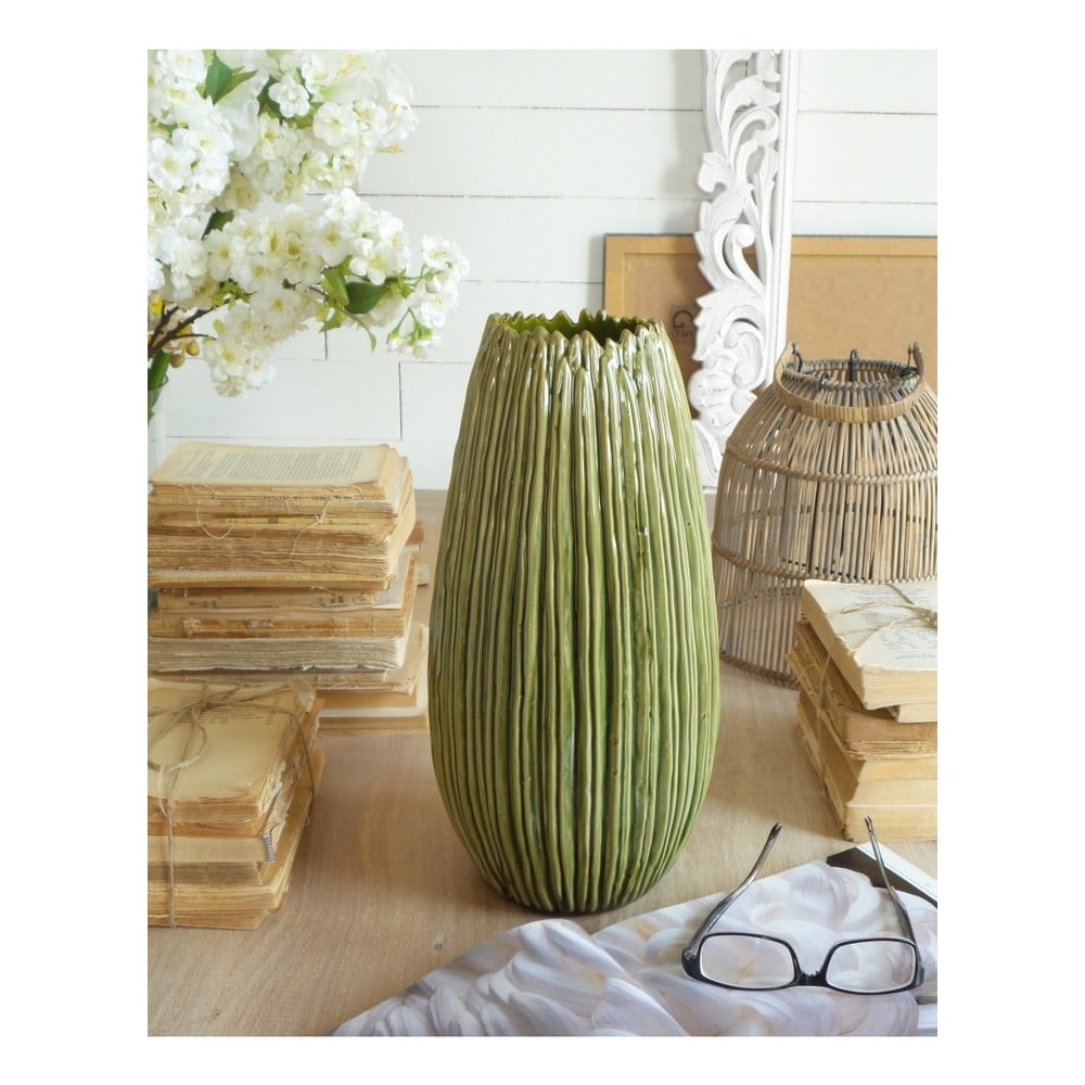 Vază din ceramică Orchidea Milano Arizona, înălțime 37 cm, verde