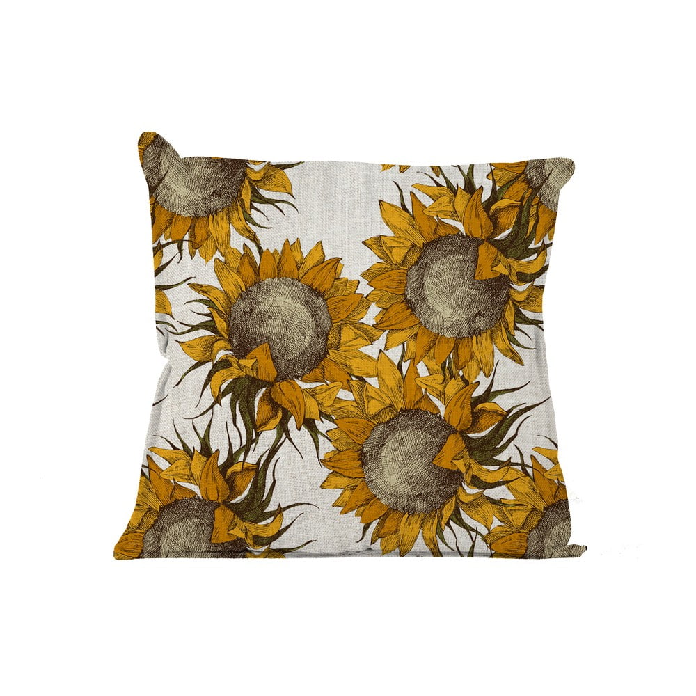 Pernă Linen Couture Sunflower, 45 x 45 cm, bej, motive floarea soarelui bonami.ro