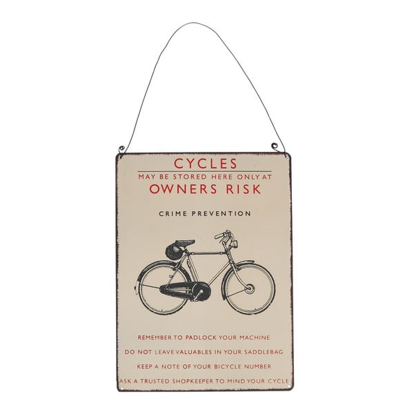 Tăbliță de perete retro Rex London Bicycle, 17 x 23 cm