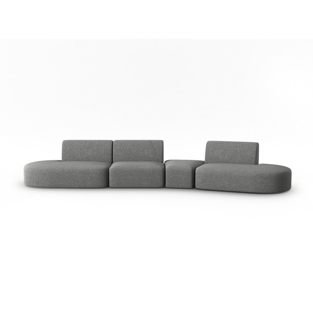 Canapea gri cu tapițerie din chenille cu colț pe partea dreaptă 428 cm Paolo – Milo Casa
