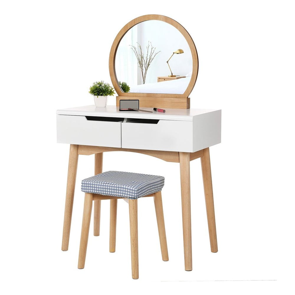 Măsuță de toaletă din lemn cu oglindă, scaun și două sertare Songmics bonami.ro imagine 2022