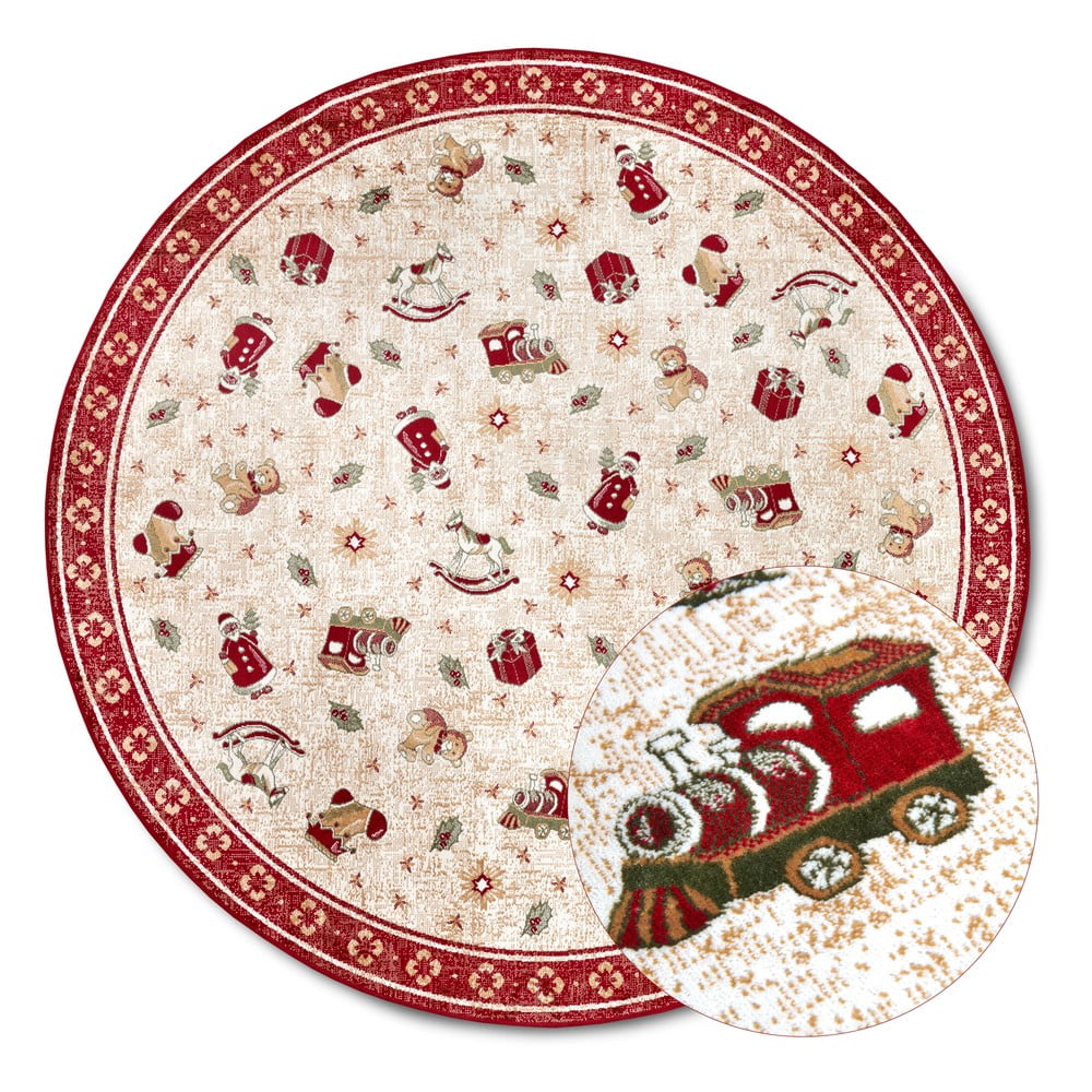 Covor roșu rotund din amestec de bumbac ø 200 cm cu model de Crăciun Toy\'s Delight Red Christmas – Villeroy&Boch