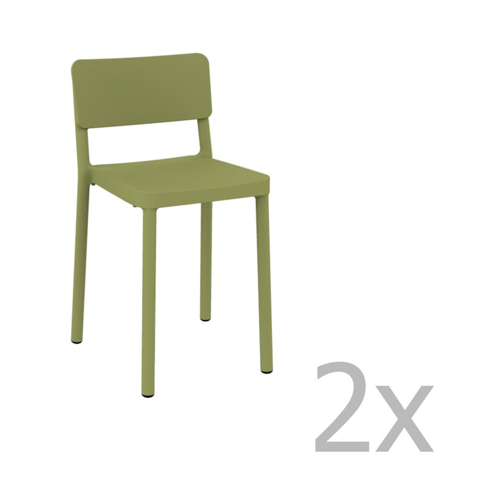 Set 2 scaune bar adecvate pentru exterior Resol Lisboa, înălțime 72,9 cm, verde