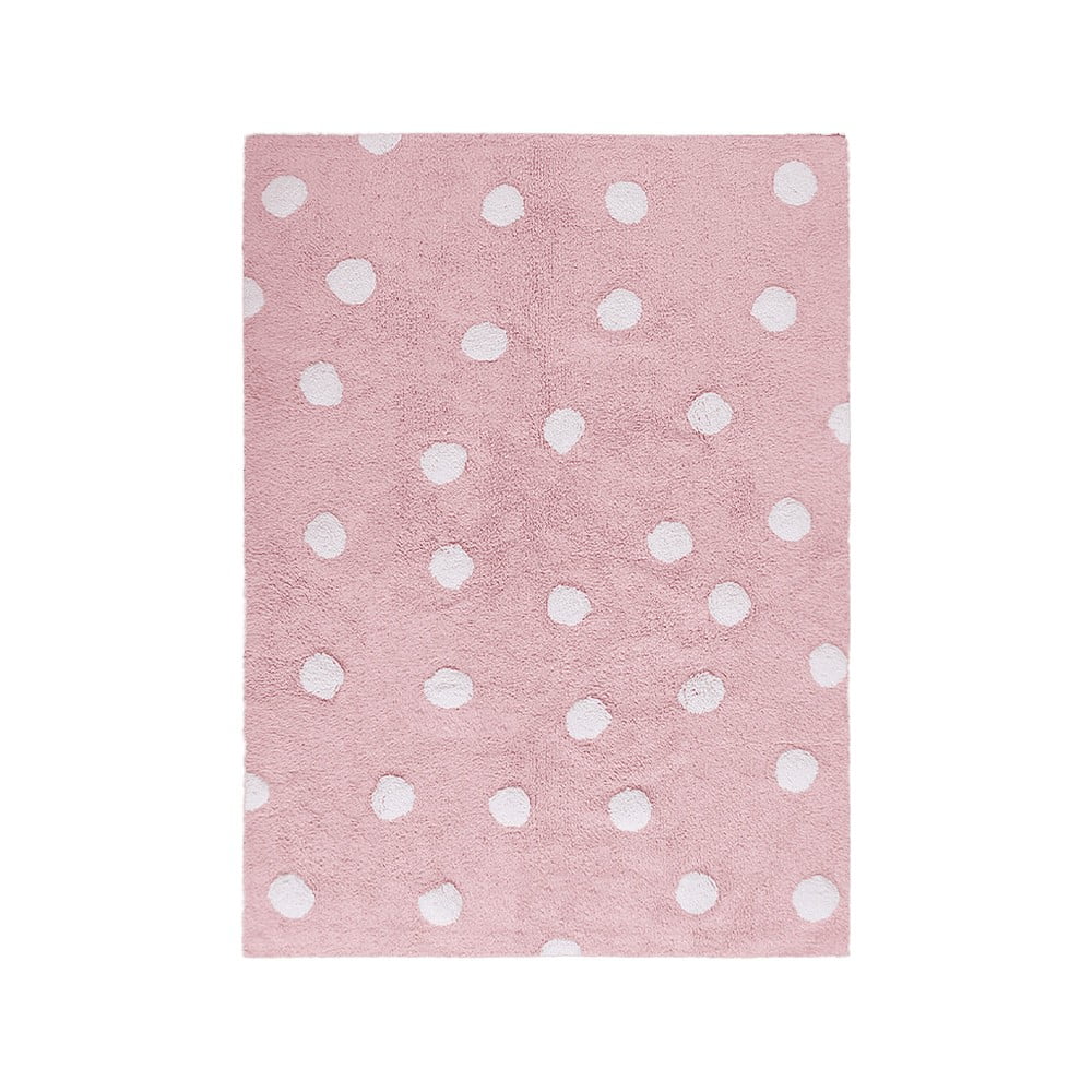 Covor pentru copii roz lavabil/țesut manual din bumbac 120x160 cm Polka Dots Pink – Lorena Canals