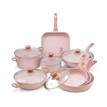 Set oale și tigăi, 8 piese Bisetti Stonerose Rose Gianluca