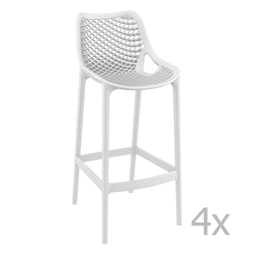 Set 4 scaune bar Resol Grid Simple, înălțime 75 cm, alb