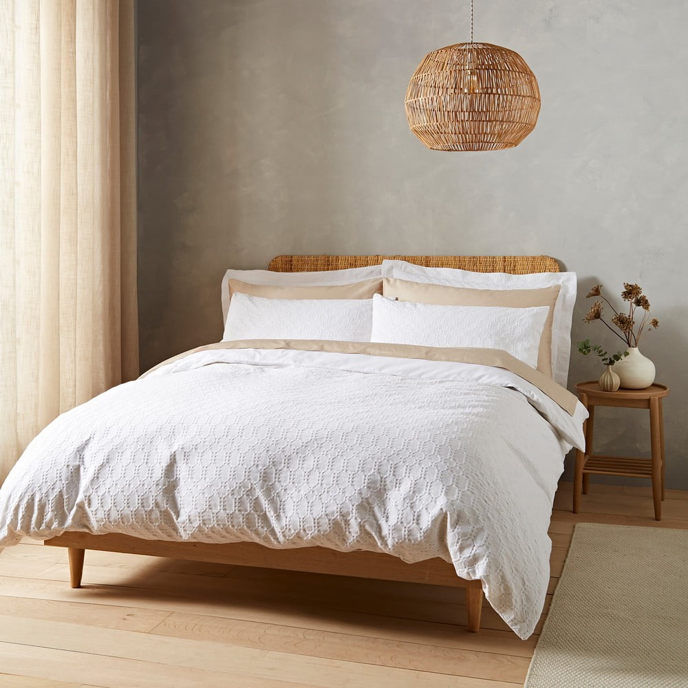 Lenjerie de pat albă din bumbac pentru pat dublu 200×200 cm Waffle – Bianca 200x200 imagine noua