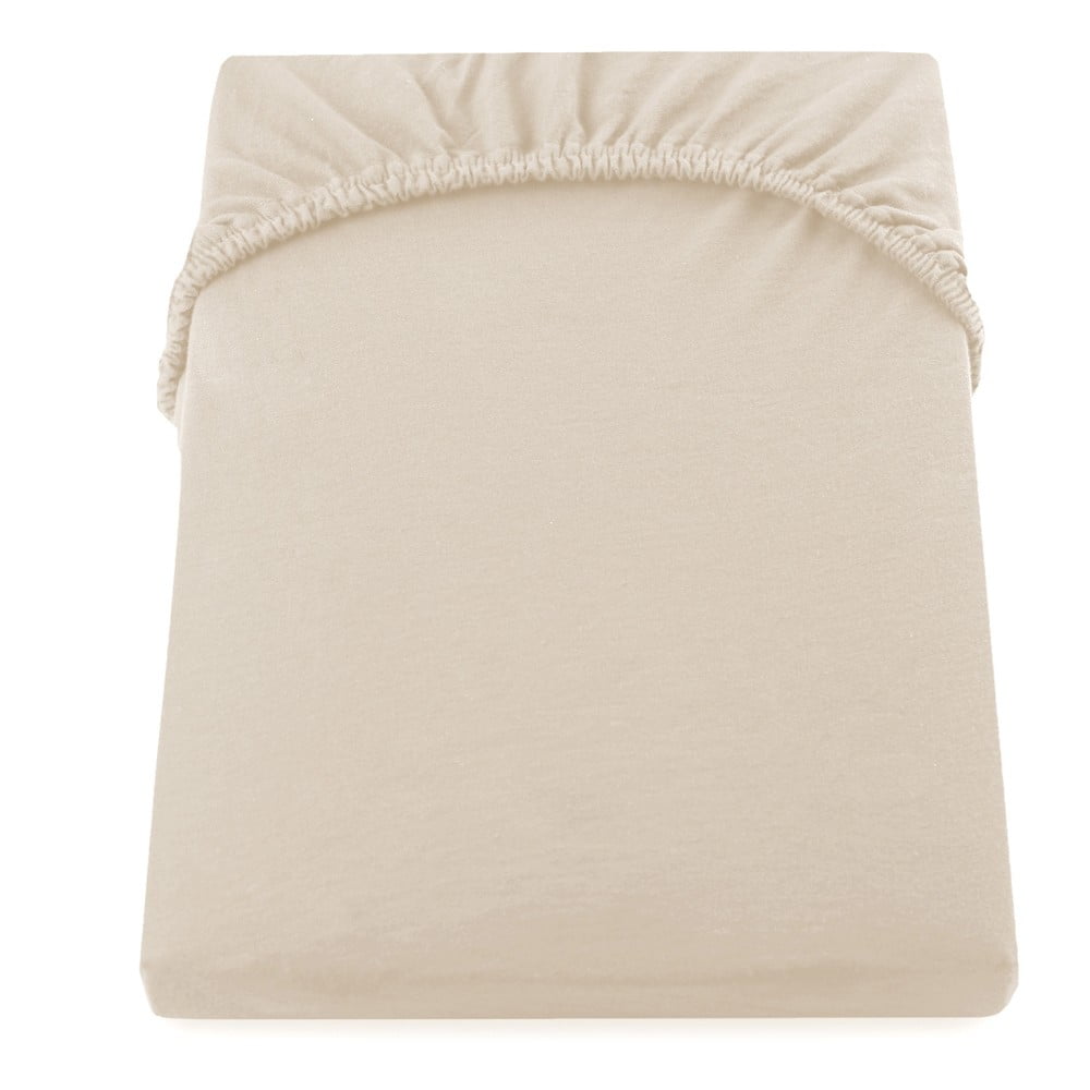 Cearșaf de pat elastic din jerseu DecoKing Amber Collection, 200 x 220 cm, bej bonami.ro imagine noua