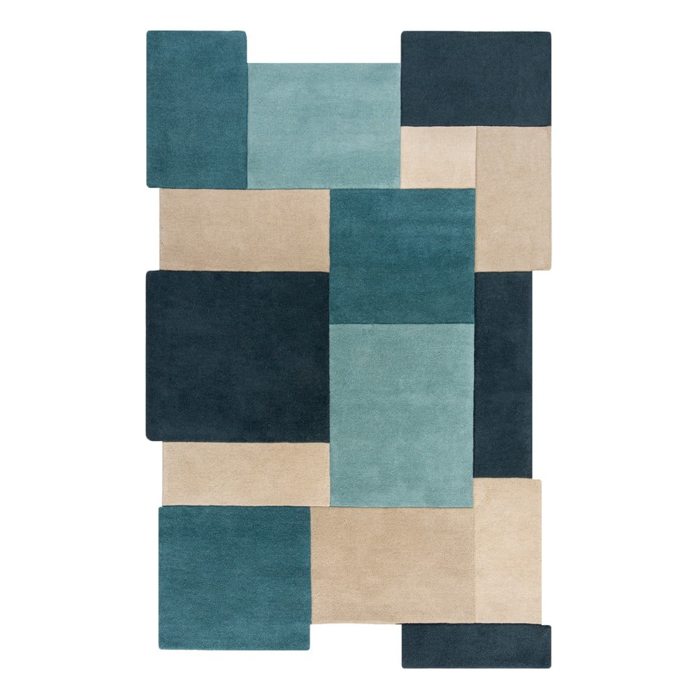 Poza Covor din lana albastru-bej 180x120 cm Abstract Collage - Flair Rugs