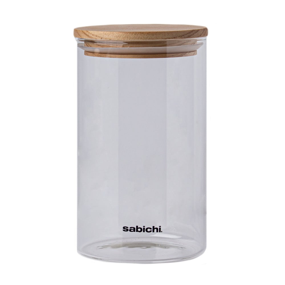 Recipient din sticlă cu capac din lemn pentru alimente Sabichi, 1,2 l bonami.ro imagine 2022