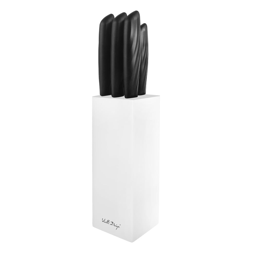 Set 5 cuțite în suport Vialli Design Caro, alb bonami.ro imagine 2022