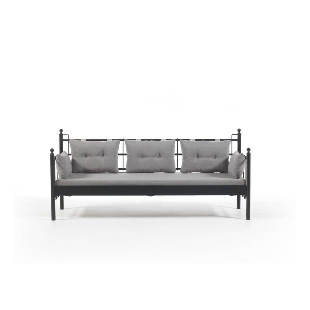 Canapea cu 3 locuri de grădină Lalas DKS, 96 x 209 cm, gri-negru
