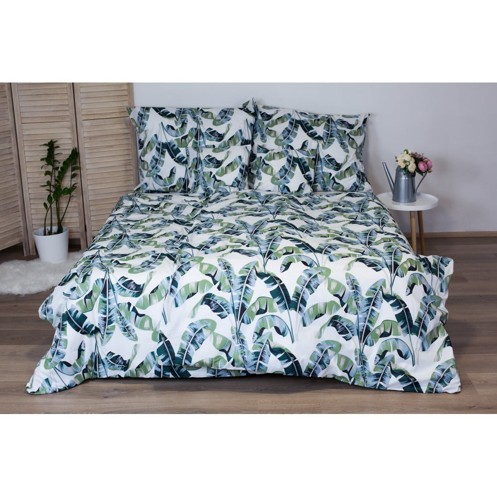 Lenjerie de pat din bumbac Cotton House Palmas, 140 x 200 cm, verde