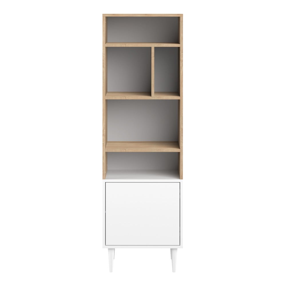 Bibliotecă albă în decor stejar 47x153 cm Horizon - TemaHome France