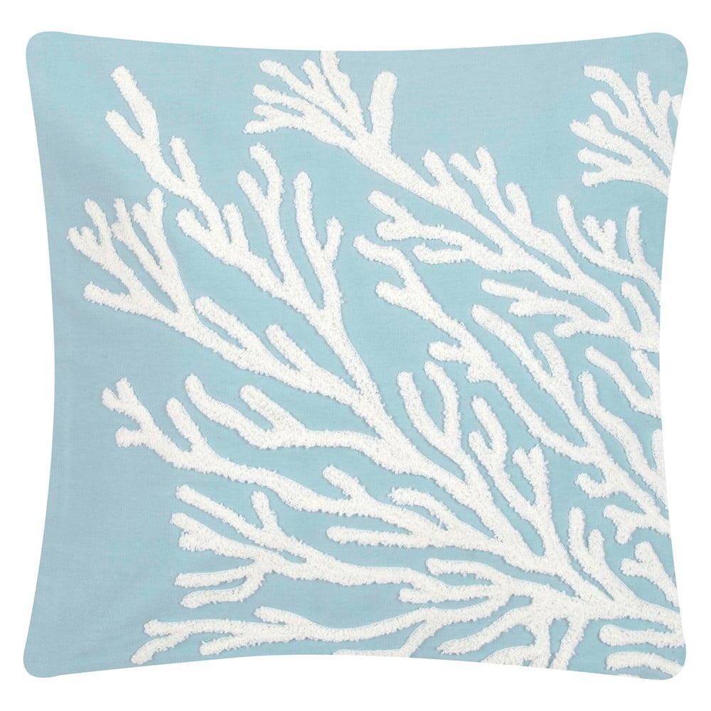 Față de pernă decorativă din bumbac Westwing Collection Reef, 40 x 40 cm, albastru-alb