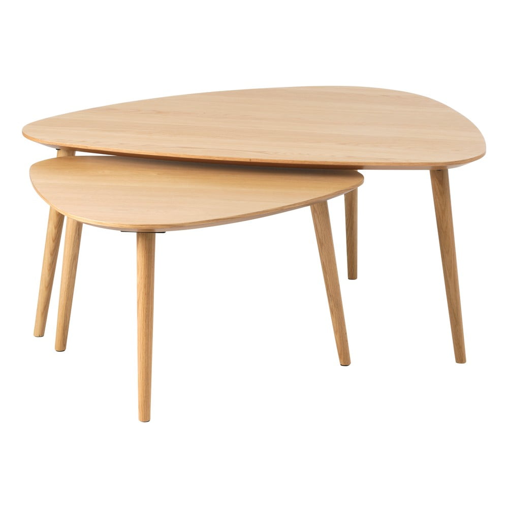 Măsuțe de cafea în culoare naturală 2 buc. cu aspect de lemn de stejar 70x100 cm Adda – Unique Furniture