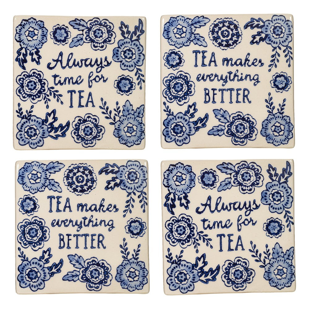 Coasters albe/albastre 4 buc. din ceramică Blue Willow – Sass & Belle