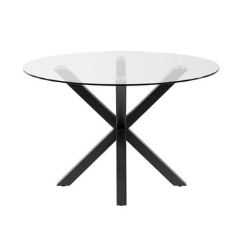 Masă rotundă de dining cu blat din sticlă la forma, ø 119 cm